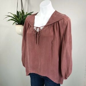 Young Fabulous & Broke Cupro Top Boho Peasant Babydoll Blouse Desert Rose Size S